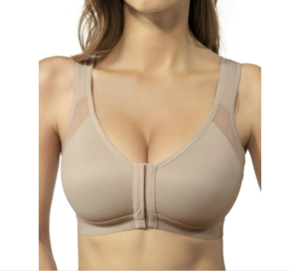Leonisa Women Posture Corrector Back Support Wireless Bra Light Beige Size 38B